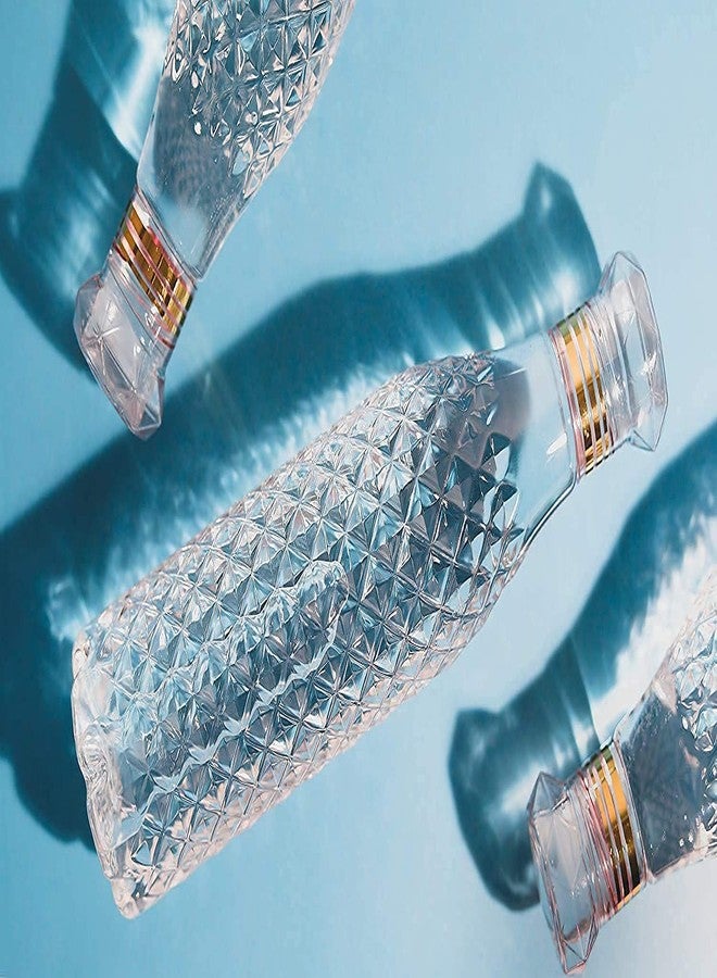 SQINELLI water bottles 1000ml set of 6, Fridge bottles 1 litre, Golden line Design, Transparent - Image 3